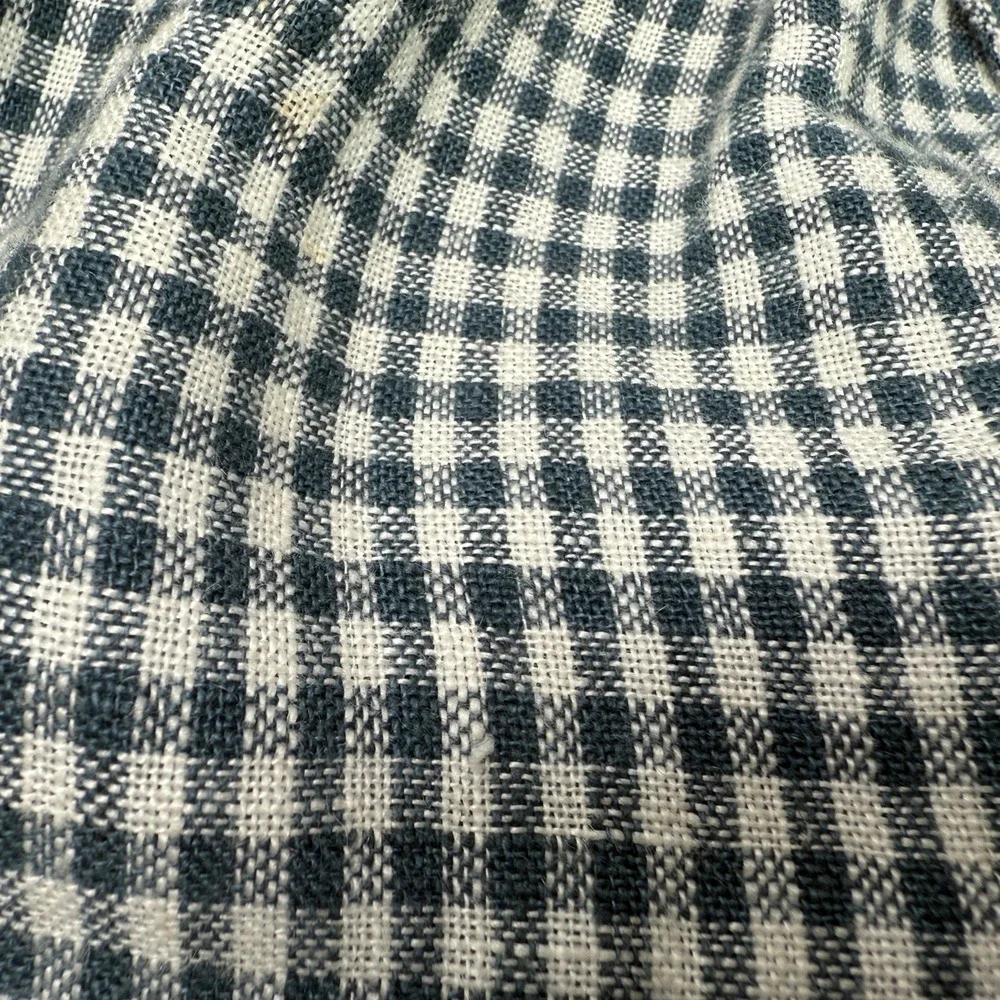 Reformation Blue White Gingham 100% Linen Wide Leg Drawstring Pants Womens Large